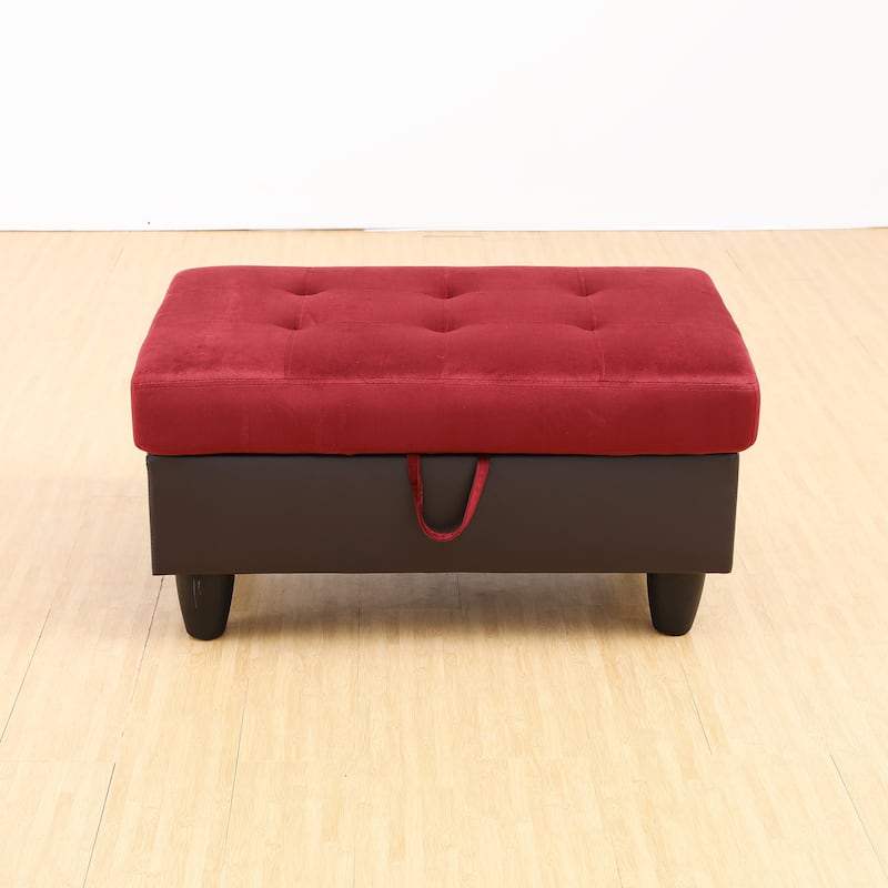 Red and Brown Storage Ottoman for Living Room