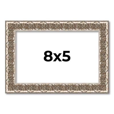 8x5 Frame Silver Versailles Ornate Solid Wood Picture Frame | 1 Inch