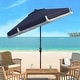 preview thumbnail 2 of 34, SAFAVIEH Milan 9ft Round Outdoor Patio Umbrella with Fringe Trim - UV Resistant, Crank Lift & Button Tilt