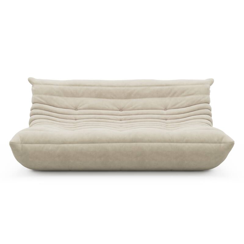 3 Seat Suede Fabric Lounge Floor Couch Lazy Sofa for Living Room - Grey