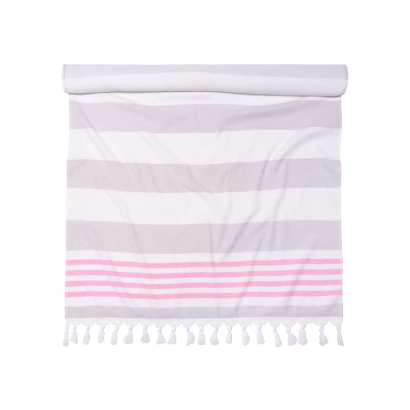 Superior Bahari Stripe Fouta Beach Towel with Tassels - 35" x 68"