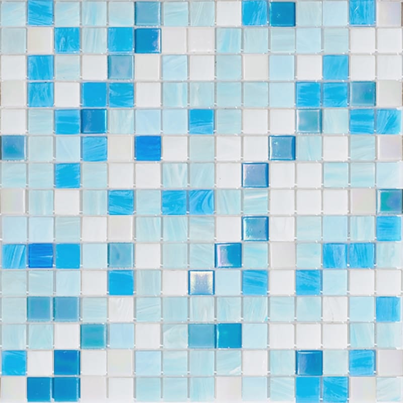 Apollo tile 12" x 12" Mingles Glossy White Blue Glass Tile (20 sq ft/case) - 20 Pack