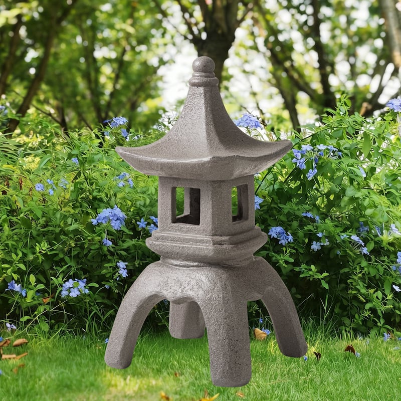 Glitzhome MGO Faux Concrete Pagoda Garden Statue Indoor and Outdoor Decoration - 24"H