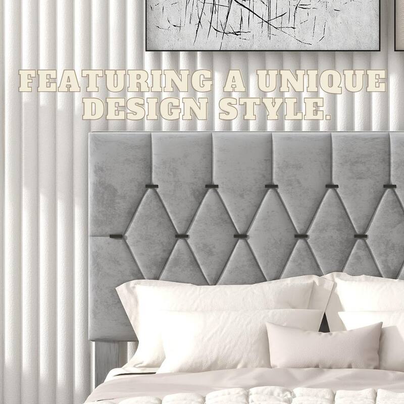 Modern Queen Upholstered Platform Bed with Gold Tufted Headboard, Pull-Out Trundle & 2 Storage Drawers, No Box Spring Needed