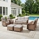 preview thumbnail 155 of 199, Outdoor Patio Sofa Swivel Chair with 6-Inch Thick Cushions Set 8PCS Sofa Swivel Chair w/ Table Ottoman - Yellow Wicker Beige Cushion