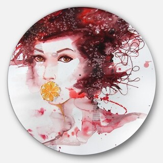 Designart 'Illustrated Girl with Red Hair' Portrait Digital Art Round ...