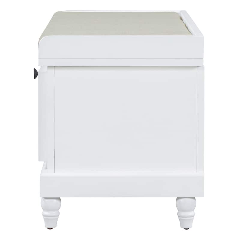 Classic Storage Bench with Cushioned Seat and Three Drawers for Entryway and Living Room