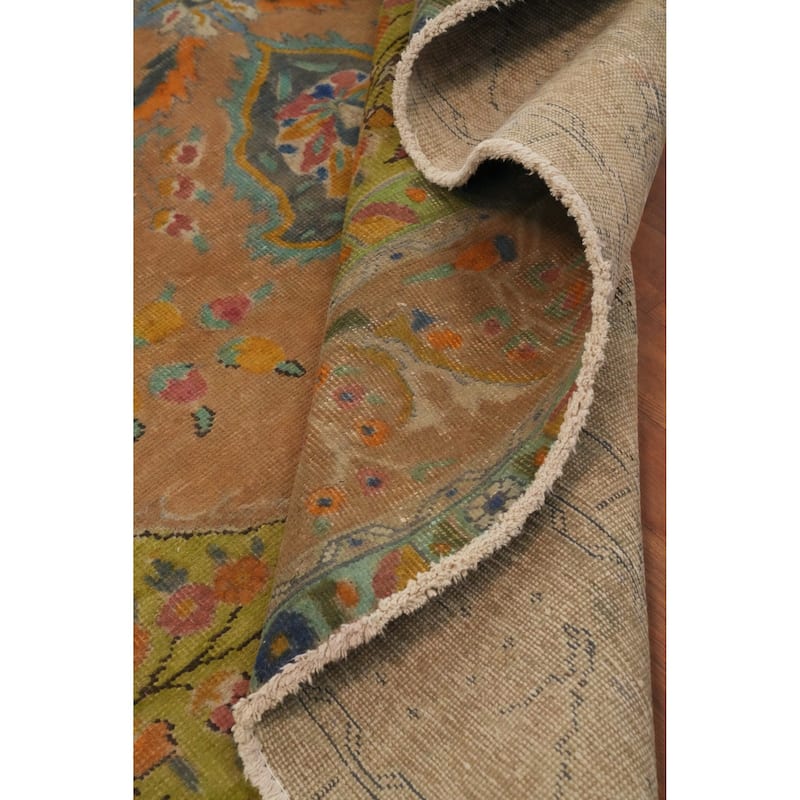 Hand Knotted Oriental 100% Wool Carpet Traditional Floral Oranges & Rust Tabriz Area Rug - 13' 0'' X 9' 8''