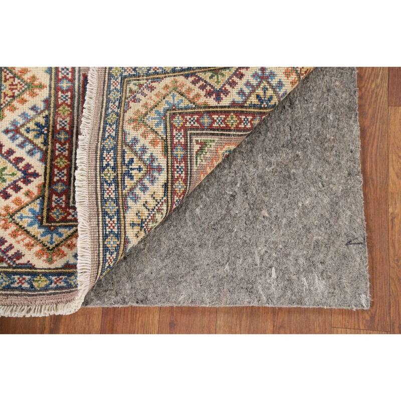 Geometric Kazak Oriental Accent Rug Hand-Knotted Brown Wool Carpet - 2'1" x 2'10"