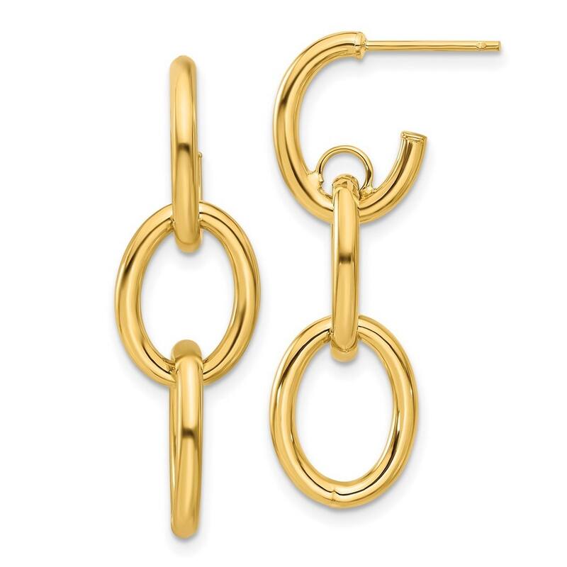 Curata 14k Yellow Gold Polished Double Round Guardian Angel Post Earrings - 35x11mm