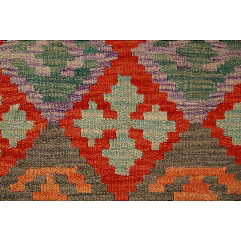 Geometric Kilim Oriental Large Rug Flatweave Tribal Wool Carpet - 10'2"x 16'0"