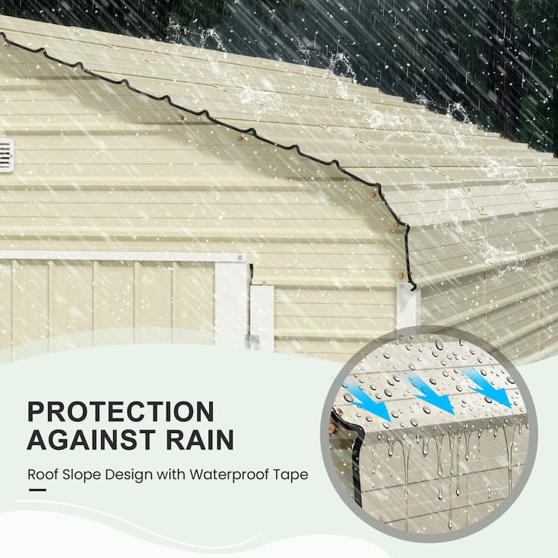 EROMMY 12 x 20 FT Metal Outdoor Storage Shed with Lockable Double Doors, Waterproof Garden & Tool Shed - 12 x 20 Ft