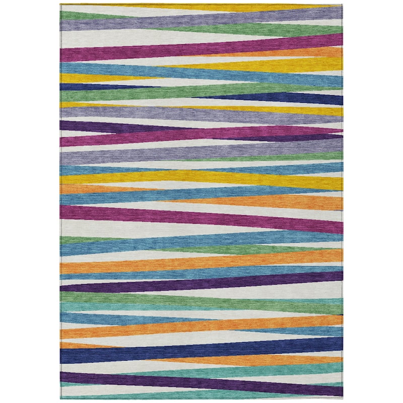 HomeRoots Striped Transitional Rectangle Outdoor Rug