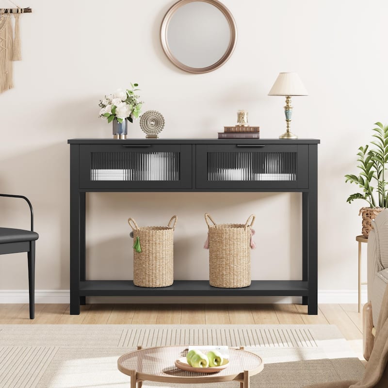 Entryway Table with 2 Glass Drawers