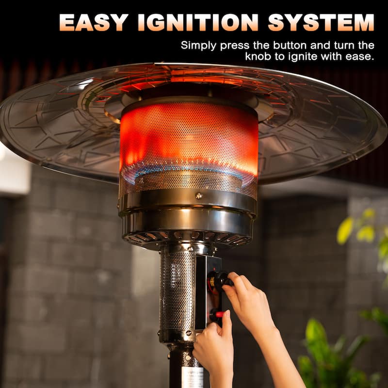 Outdoor Metal Propane Gas Patio Heater with Wheels and Drink Stand