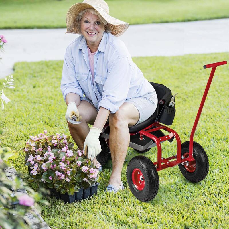 Costway Rolling Garden Cart Outdoor Gardening Workseat withAdjustable - See Details