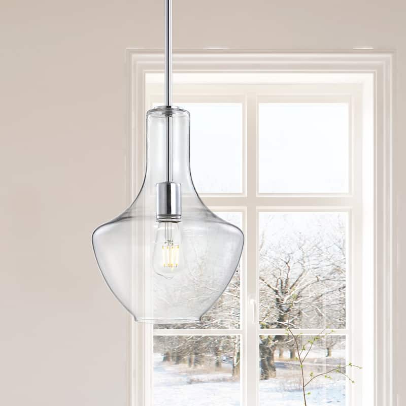 Bettina 1- Light Mid-Century Modern Iron/Glass LED Pendant, by JONATHAN Y