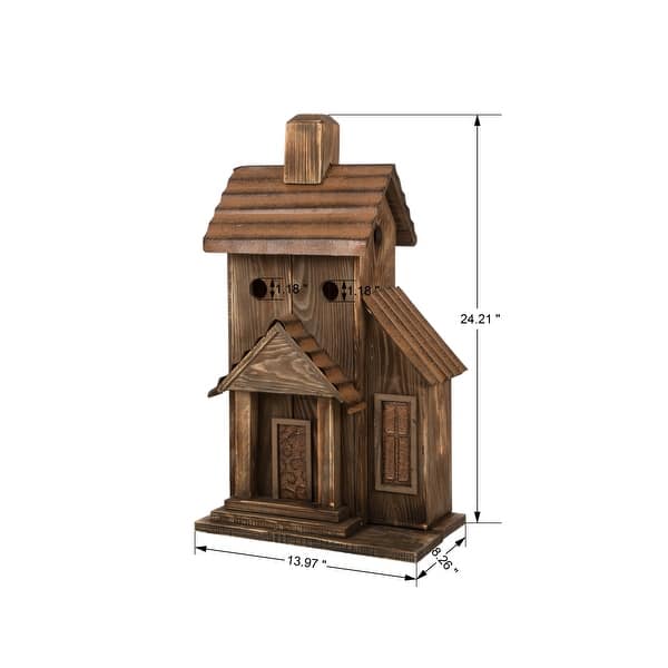 Glitzhome 12"H Rustic Distressed Wood Natural Birdhouse