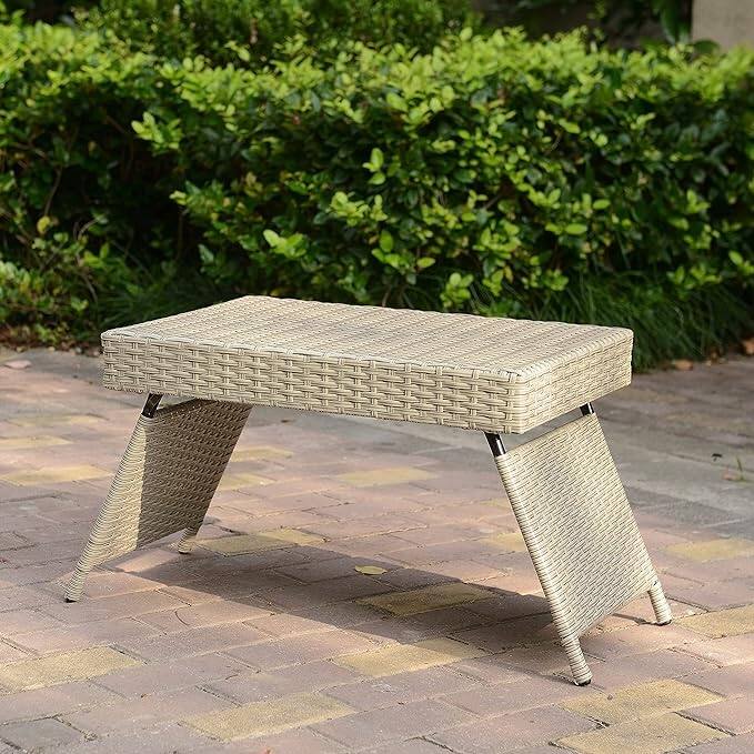 Portable Folding Wicker Table,only 7 lbs with foldable legs,easy for storage and outdoor use