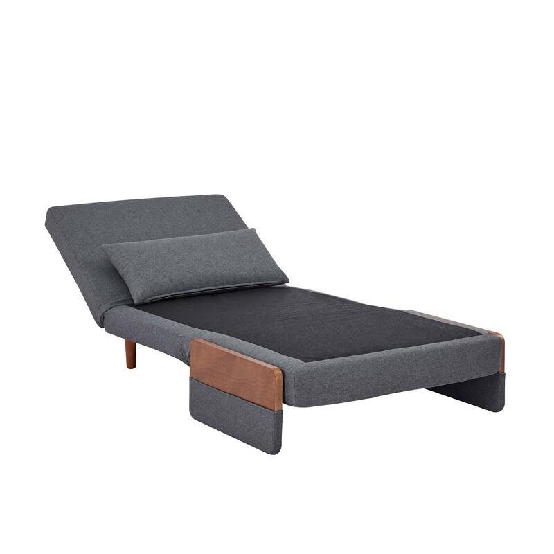 Modern Foldable Sofa Bed - Single Sleeper with Linen Fabric, 6-Level Adjustable Backrest, Converts in 10 Sec, Silent Hinges