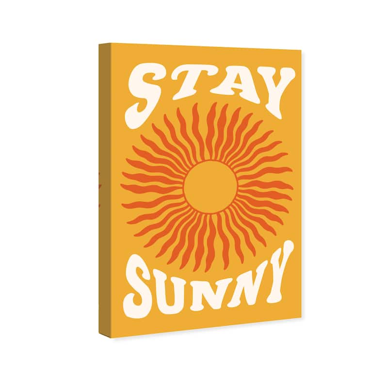 Wynwood Studio Canvas Typography and Quotes Stay Sunny Gold and Dark Orange Modern & Contemporary Wall Art Canvas Print