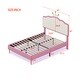 preview thumbnail 10 of 28, Roomfitters Upholstered Princess Bed with Crown Headboard, Platform Bed with Light Strips and Golden Metal Legs, White+Pink