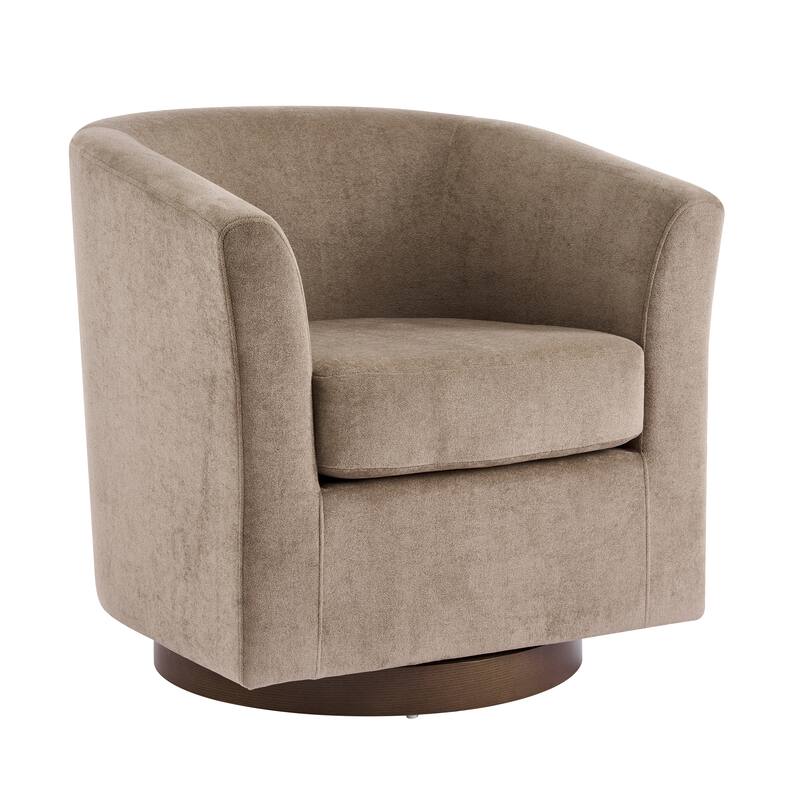 Christopher Knight Home - Halo Modern Swivel Upholstered Barrel Chair with Wooden Base