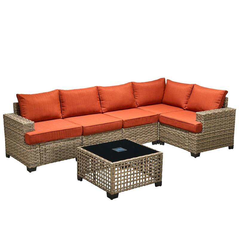 HOOOWOOO 6-piece Patio Furniture Conversation Set with Coffee Table