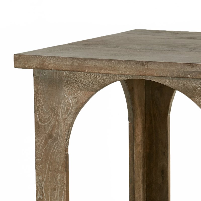 HomeRoots 24" Brown Distressed Solid Wood Square Floor Shelf End Table - 23 in. x 23.5 in. x 23 in.