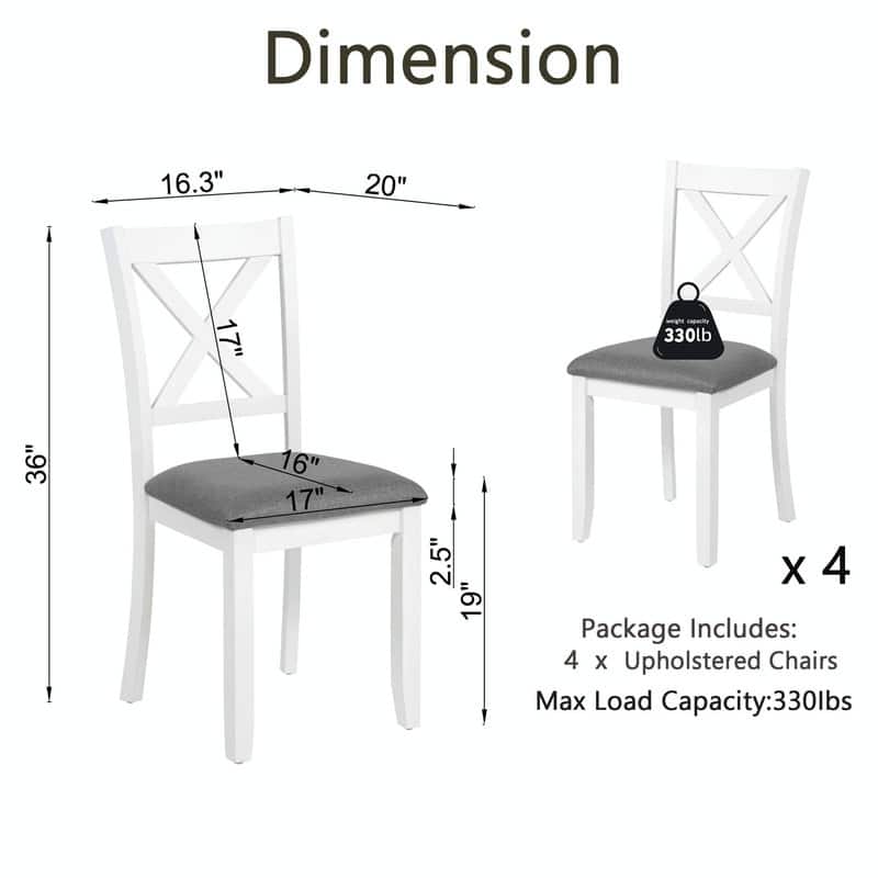 Wooden Dining Chairs Set of 4, Upholstered Kitchen & Dining Room Side Chairs with Padded Seat for Living Room