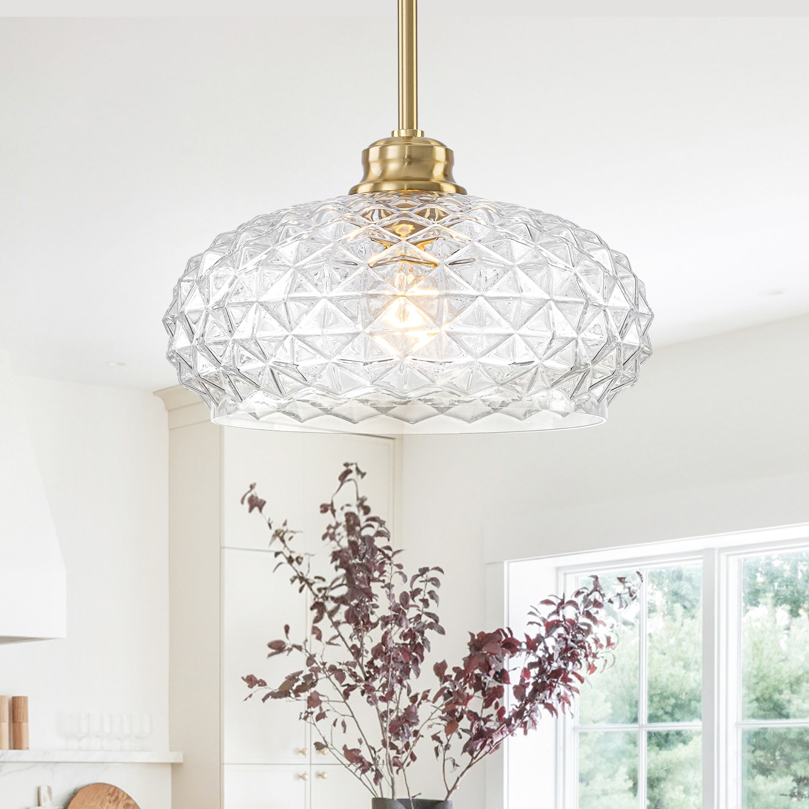 Modern Pineapple Glass Pendant Light Hanging Ceiling Light Fixture - Dia.11.81inch