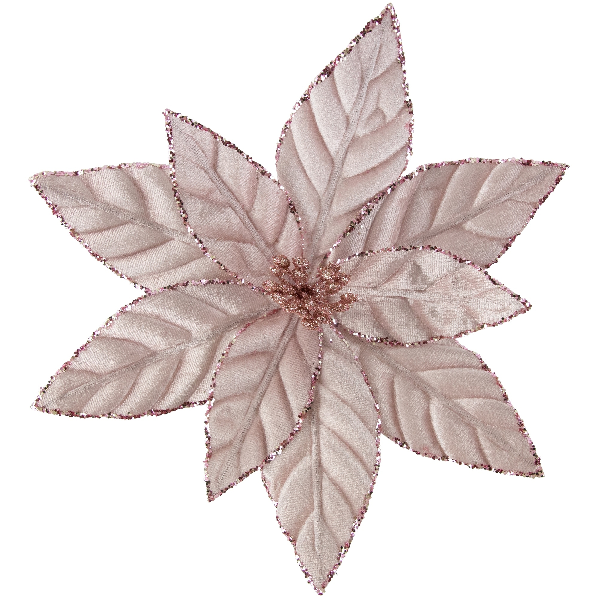 10" Glittered Poinsettia Christmas Floral Clip