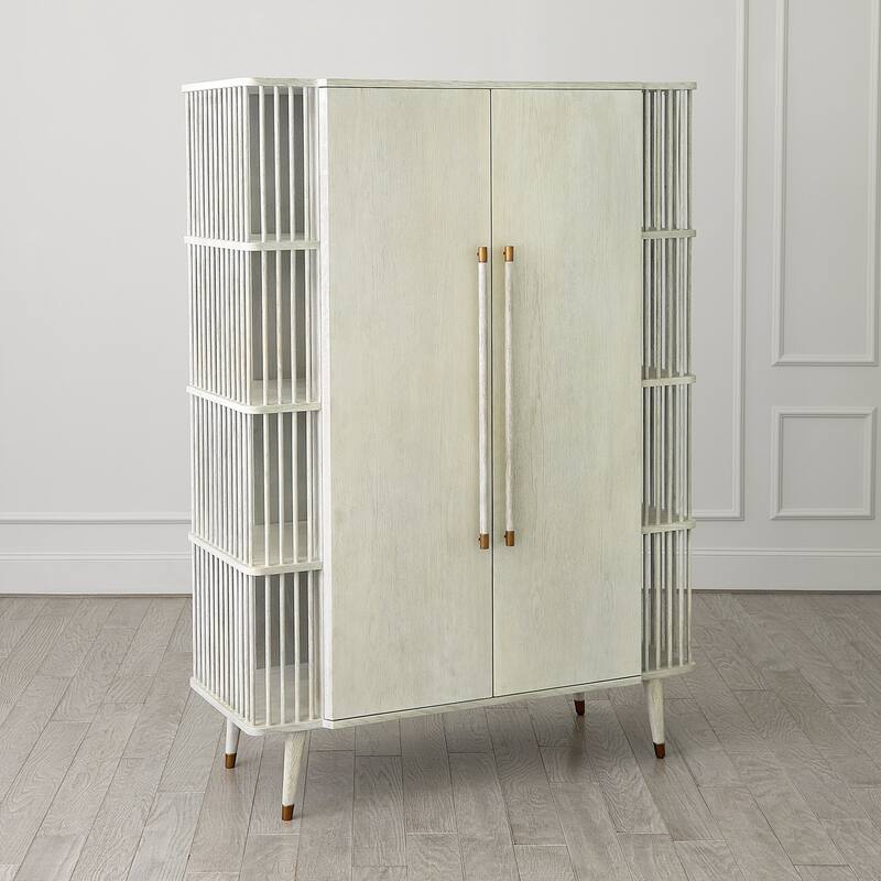 Arbor Tall Cabinet-Whitewashed Finish