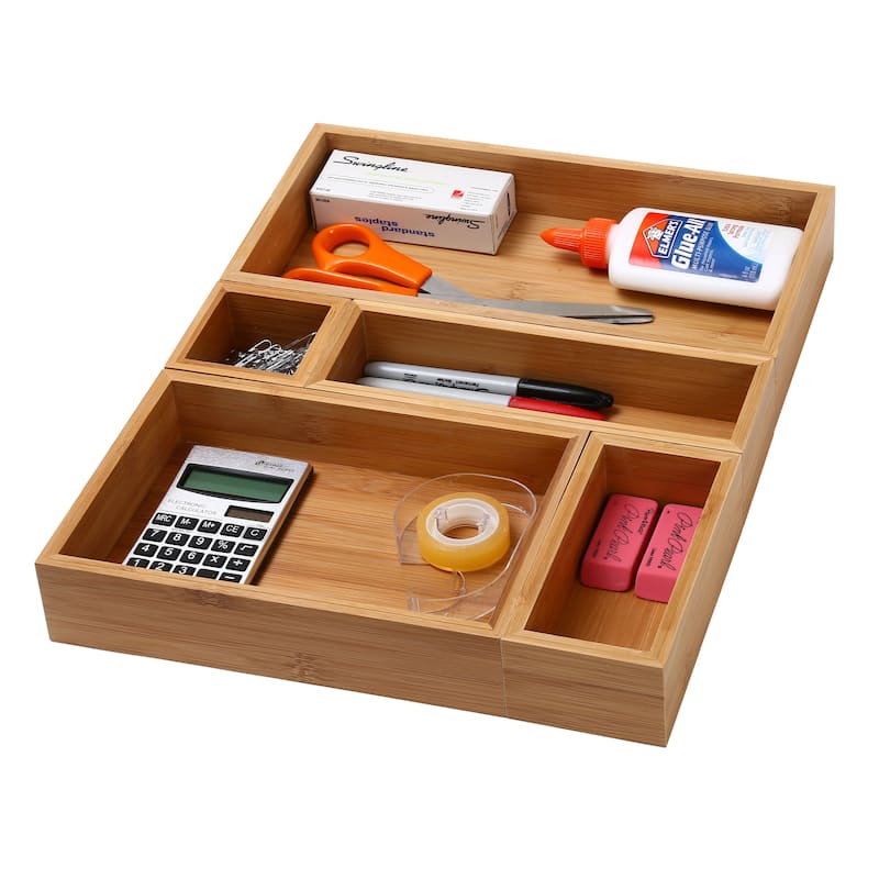 YBM HOME Bamboo Drawer Organizer Boxes for Home, Kitchen(SET OF 5) - 5 Units