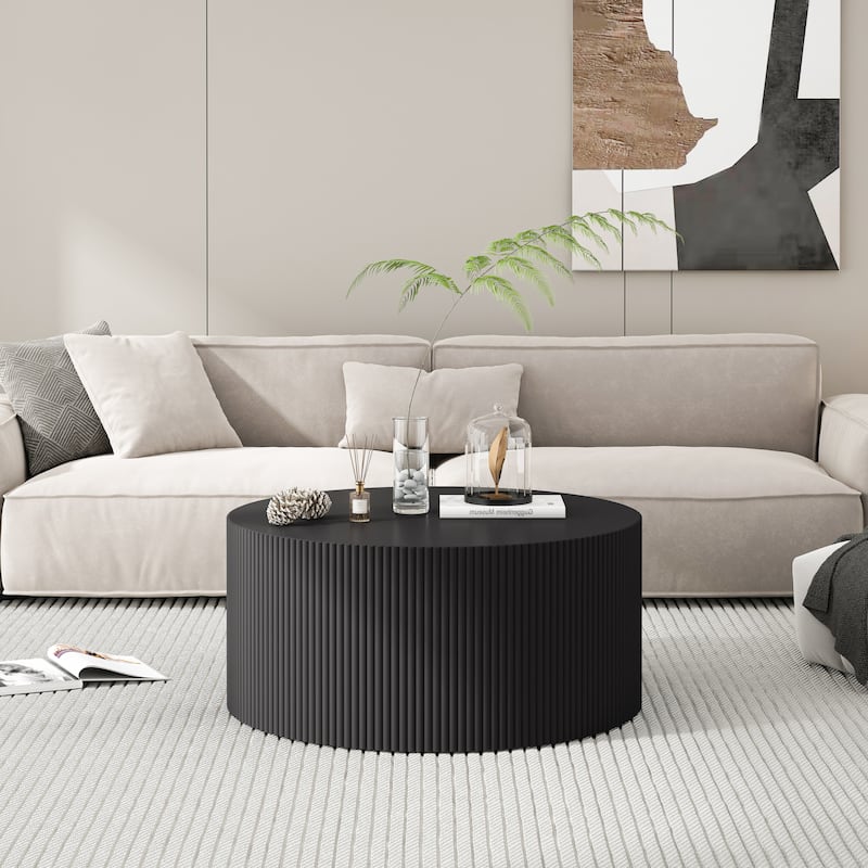 35.83" Stylish and Minimalist Wave Stripe Coffee Table