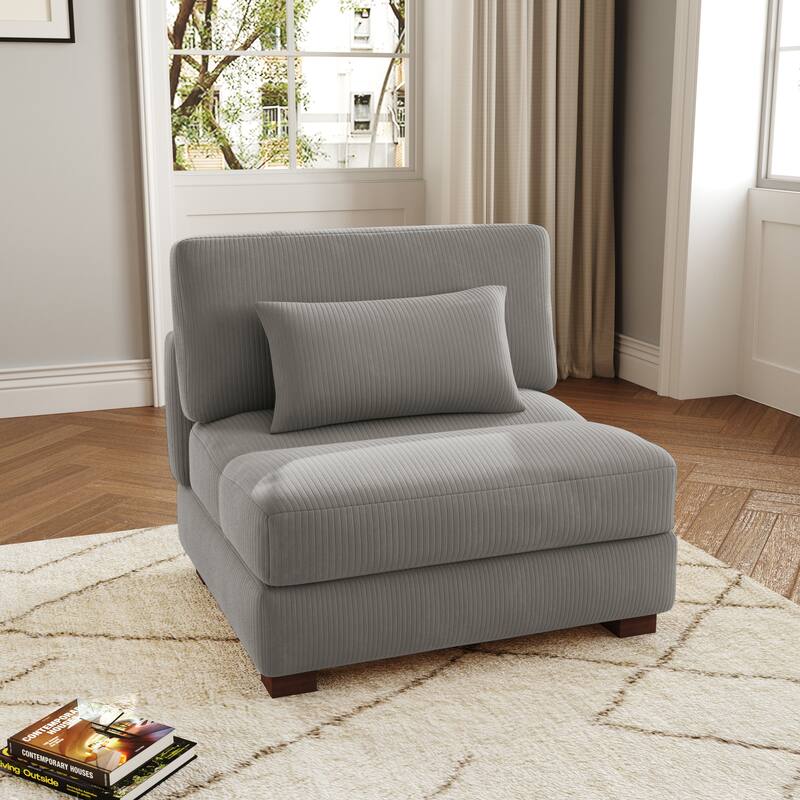 Modern Chaise Lounge Modular Sectional Sofa - Light Grey - Symmetrical