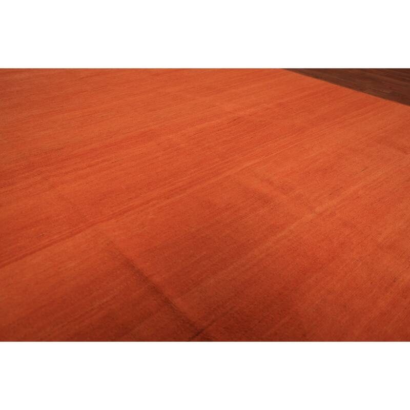 Modern Gabbeh Area Rug Hand-Knotted Oriental Orange Wool Carpet - 6'8" x 9'5"