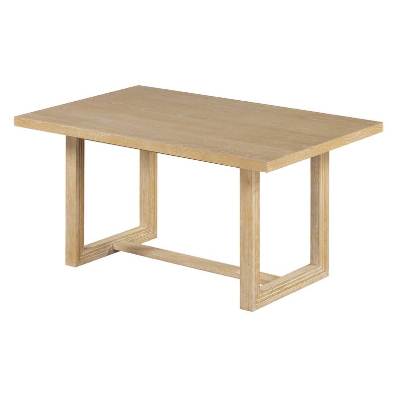 60" Wood Rectangular Kitchen Table, 6-Piece Dining Table Set with 4 Upholstered Chairs & Bench, for Kitchen & Dining Room