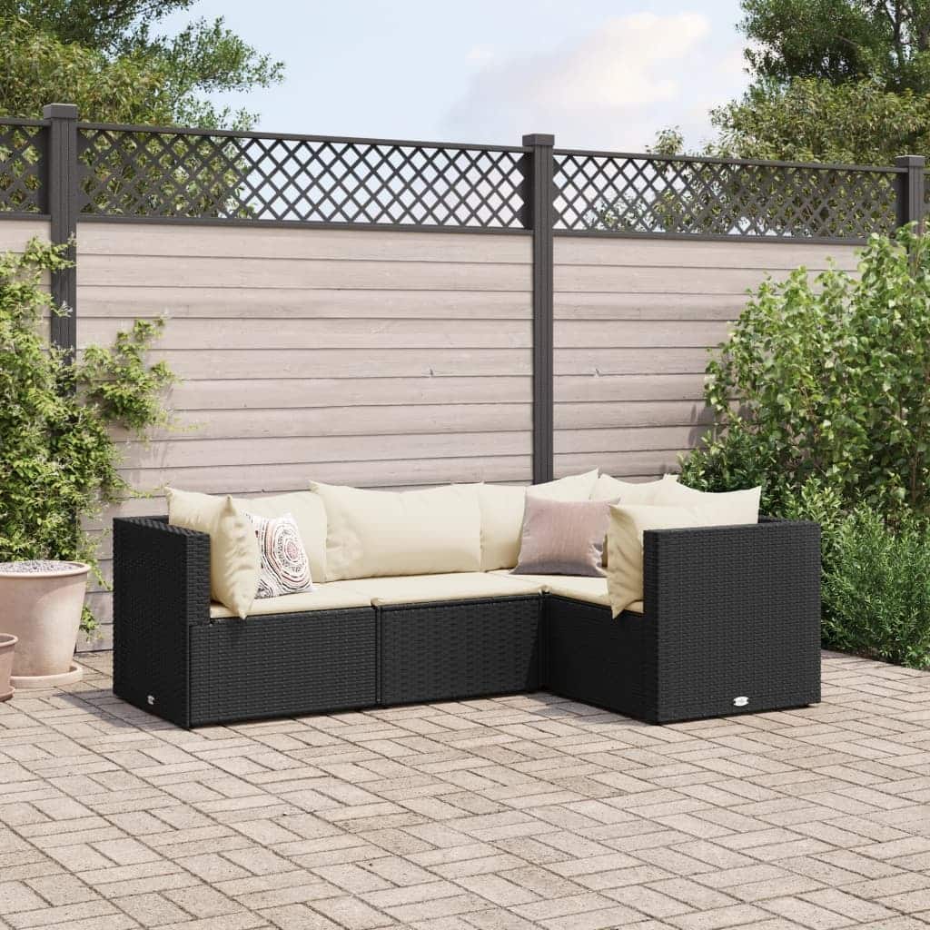 vidaXL Patio Lounge Set with Cushions Sectional Sofa Garden Backyard Poly Rattan - 24.8 x 24.8 x 22.6