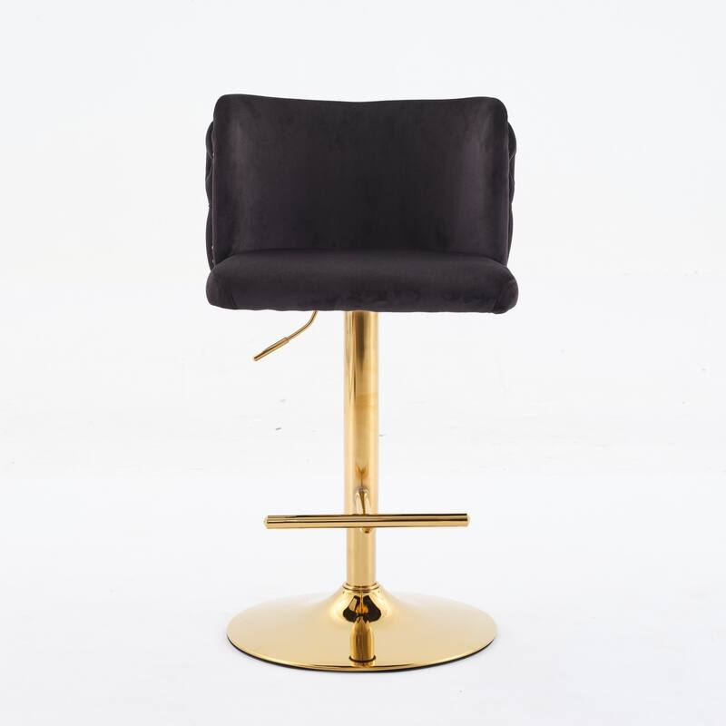 Swivel Barstools Adjusatble Seat Height, Modern Upholstered Bar Stools with the whole Back Tufted, for Kitchen Island（Set of 2）