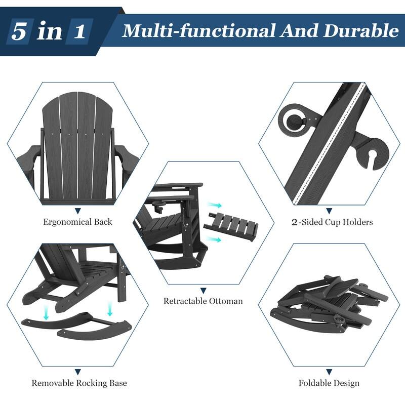 Foldable Outdoor Rocking Chair – Removable Wheels, Ergonomic & Weatherproof