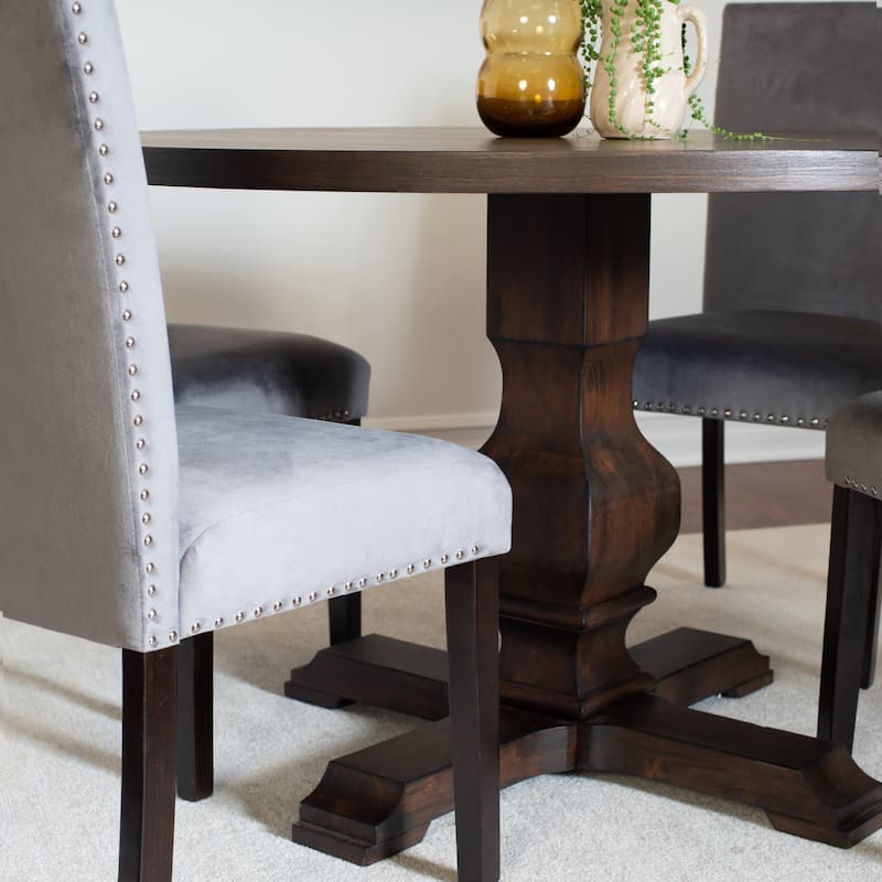 Roundhill Furniture Fordsville 5-piece Dining Set, Pedestal Round Table with 4 Stylish Chairs