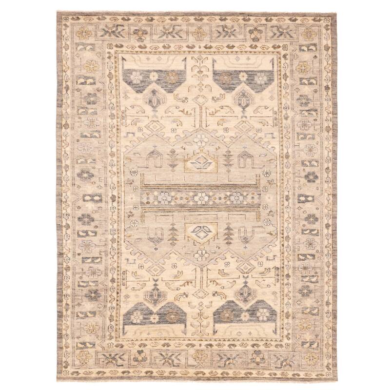 ECARPETGALLERY Hand-knotted Jules Serapi Ivory, Light Grey Wool Rug - 9'1 x 12'0