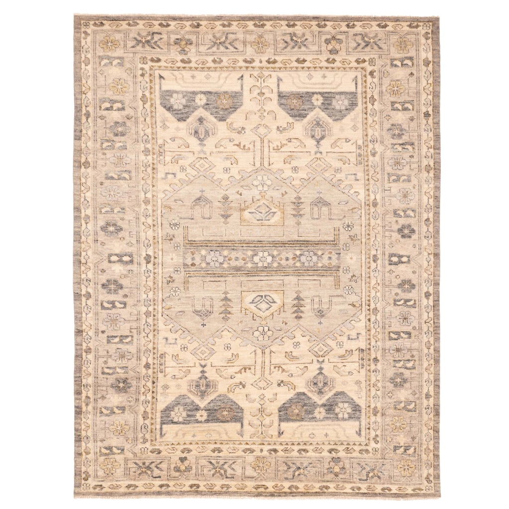 ECARPETGALLERY Hand-knotted Jules Serapi Ivory, Light Grey Wool Rug - 9'1 x 12'0