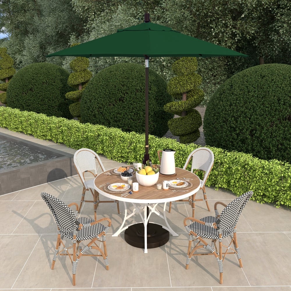 California Umbrella 7.5' Sun Master Patio Umbrella Bronze Aluminum Pole Fiberglass Ribs Crank Lift Tilting Olefin Royal Blue