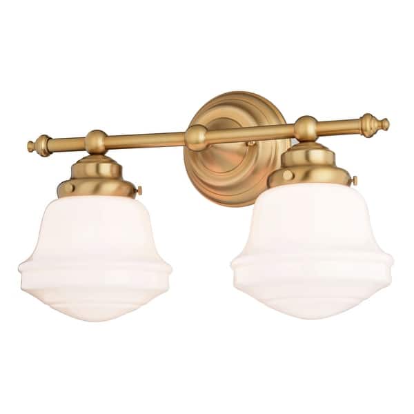 slide 2 of 6, Vaxcel Lighting W0452 Huntley 2 Light 16" Wide Vanity Light with Natural Brass