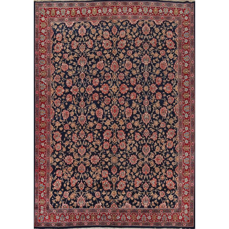 Vegetable Dye Blue Mood Persian Vintage Area Rug Handmade Wool Carpet - 9'10"x 12'10"