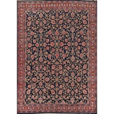 Vegetable Dye Blue Mood Persian Vintage Area Rug Handmade Wool Carpet - 9'10"x 12'10"