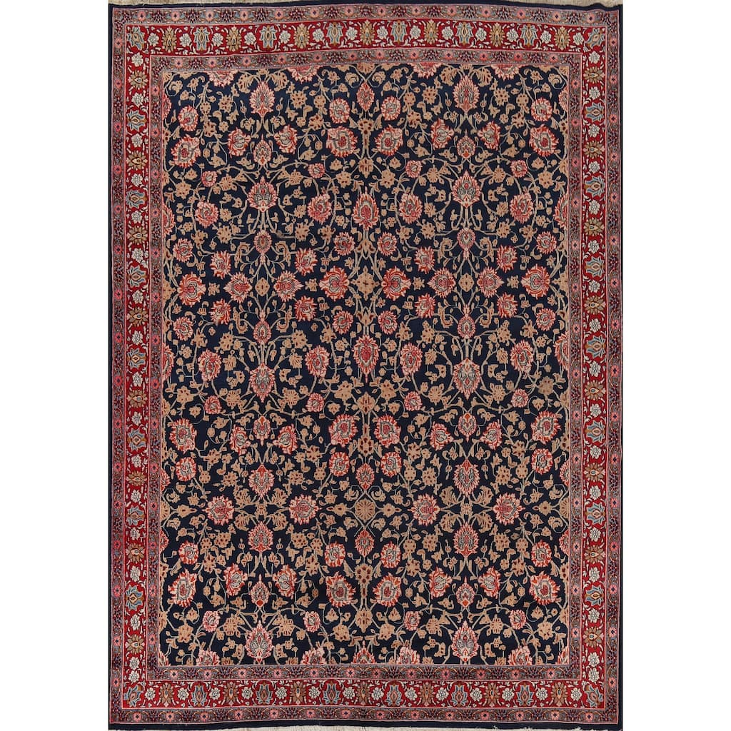 Vegetable Dye Blue Mood Persian Vintage Area Rug Handmade Wool Carpet - 9'10"x 12'10"