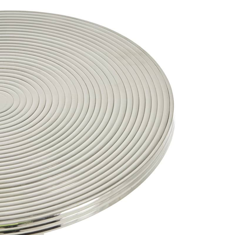 Textured or Ridged Accent Table with Layered Ring Tabletop or Hammered & Cone Shaped Bases - Gold or Silver - Roche River Décor